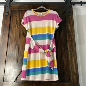 Striped knit dress with tie front size S